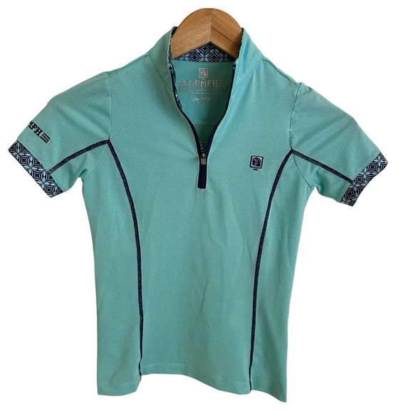 Romfh Equestrian Girls Small Blue Chill Factor Quarter Zip Sun Shirt Mesh Riding - Picture 1 of 5